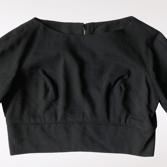 Lord & Taylor Vintage Cropped Black Blouse Structured – 70s Minimalist, Size S - Picture 5 of 15